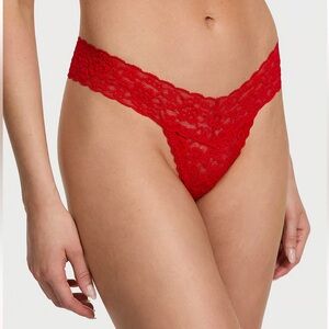 Victoria's Secret The Lacie Lipstick Red Lace Thong Panty Sz Large
